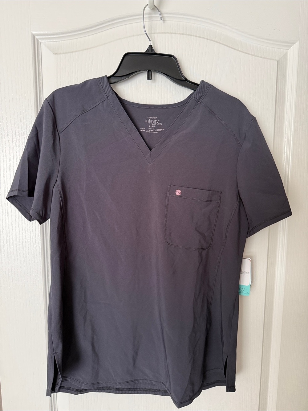Cherokee Charcoal V-Neck Short Sleeve Scrub Top